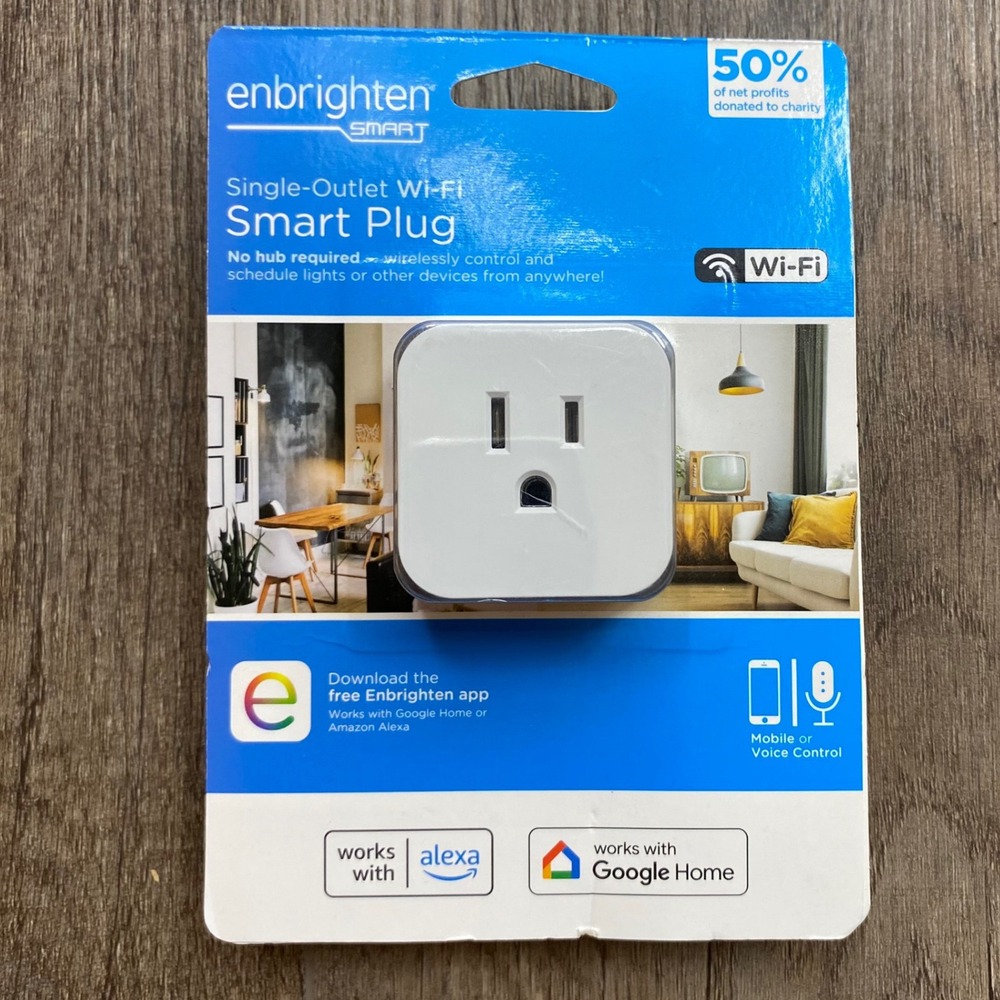 Enbrighten Smart Single-Outlet Wi-Fi Smart Plug White 51511 Alexa Google Home